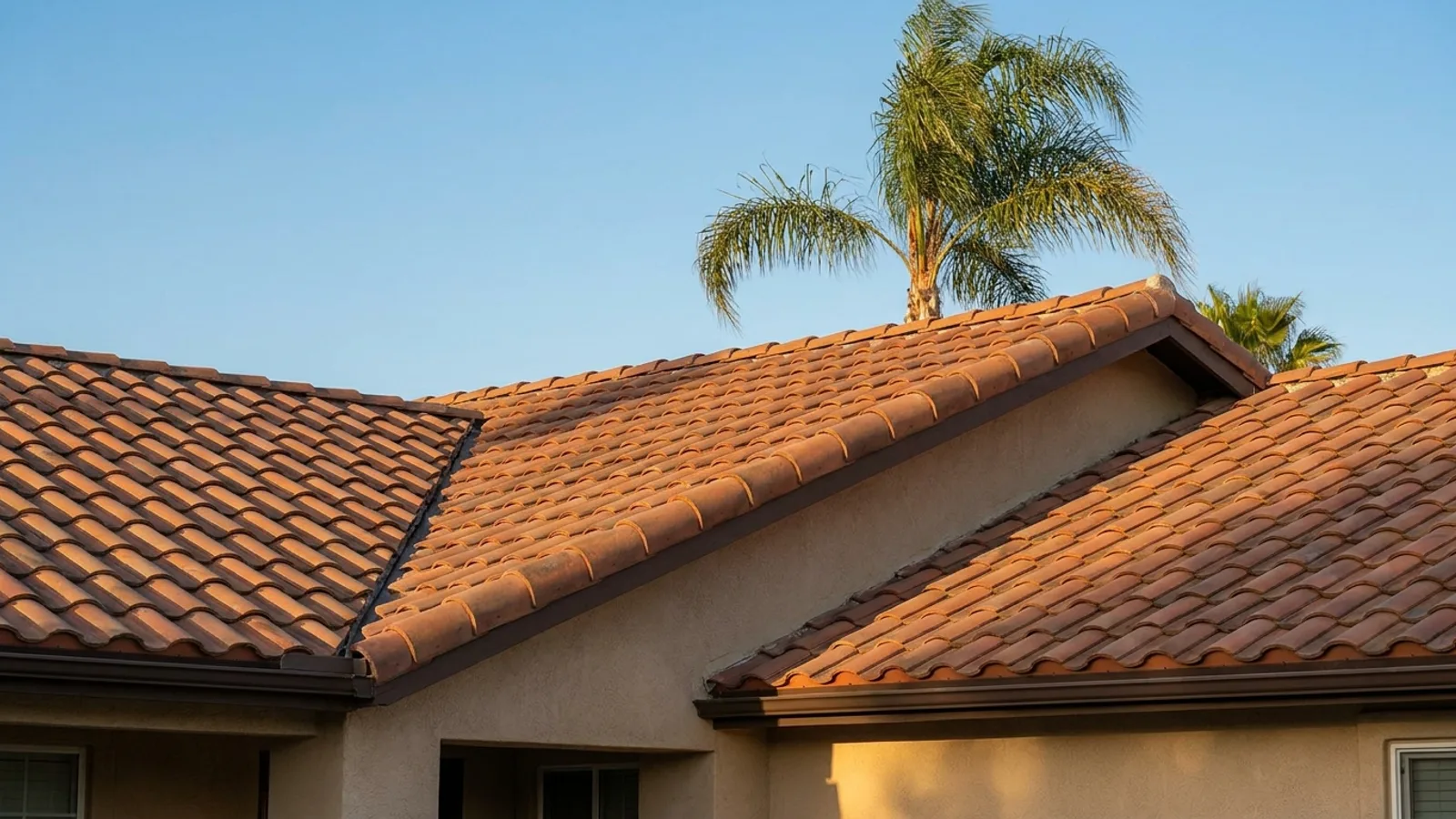 Spanish clay tile roof on a Southern California ranch home (sample image)
